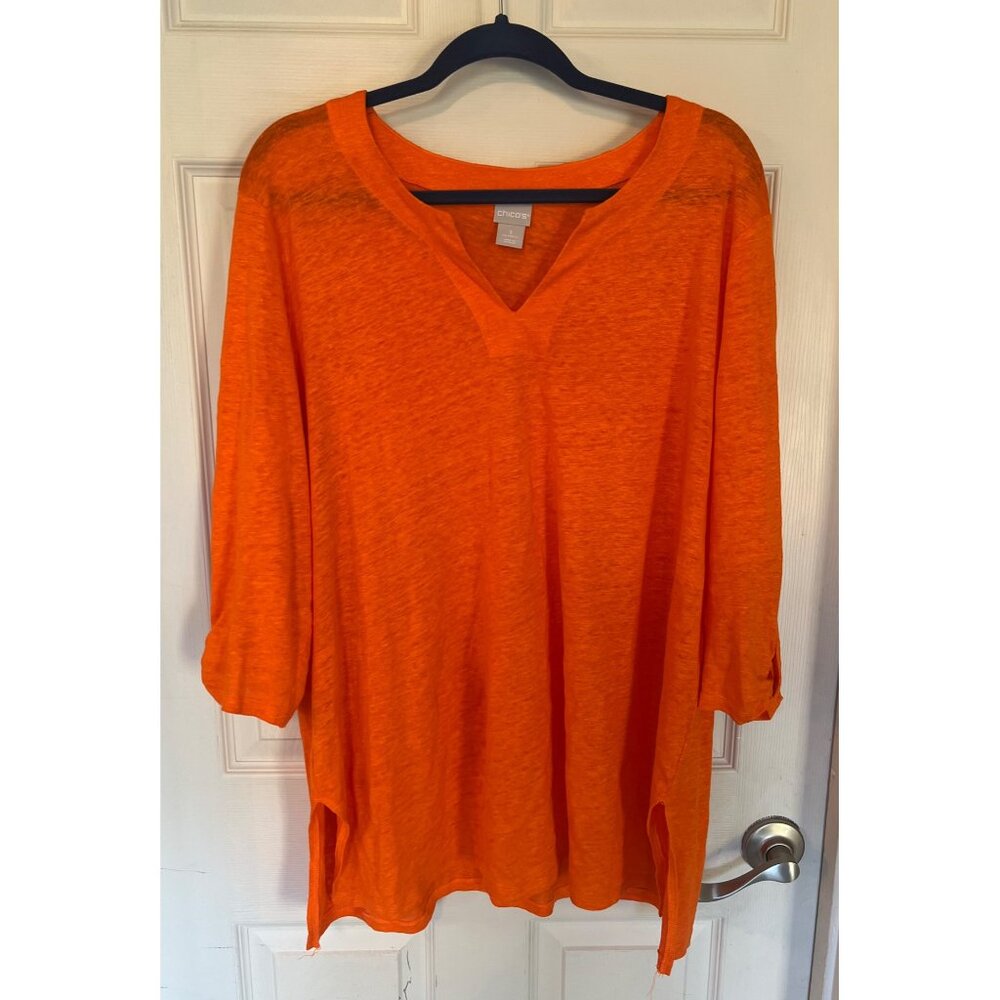 Chico's Bright Orange V-Neck Tunic